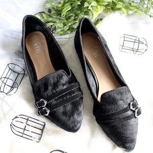Reba Hathi black calf hair flats